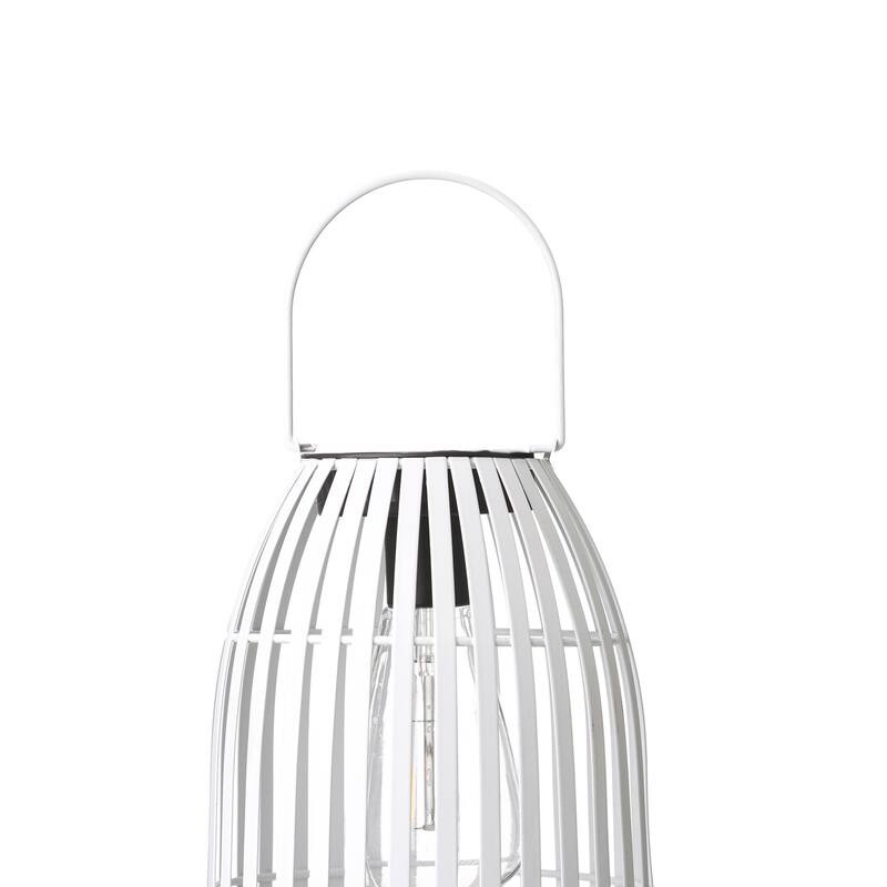 Glitzhome 9.75"H Set of 2 Stripes Solar Powered Outdoor Hanging Lantern