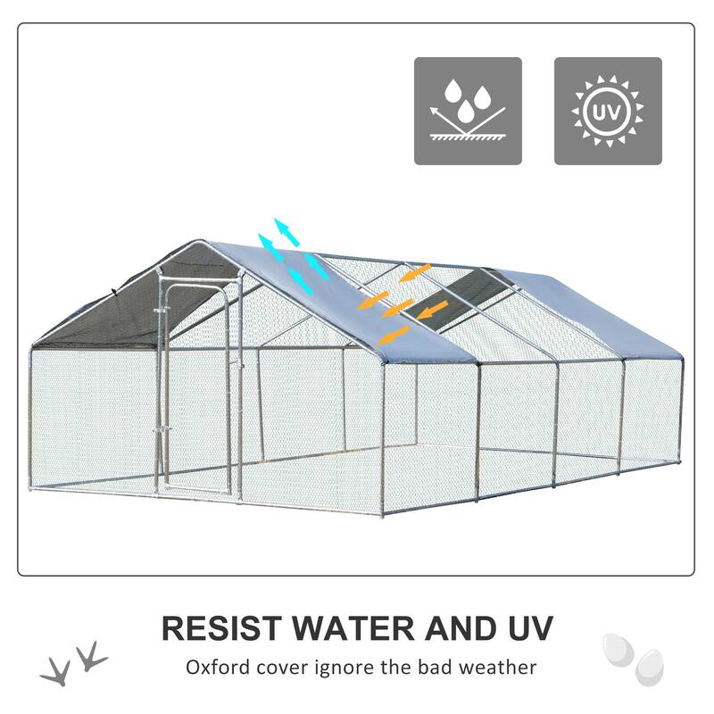 PawHut Chicken Coop Walk-in Enclosure with Cover