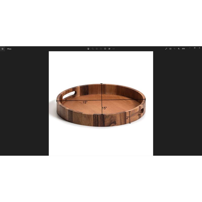 Large Round Serving Tray with handles -17"