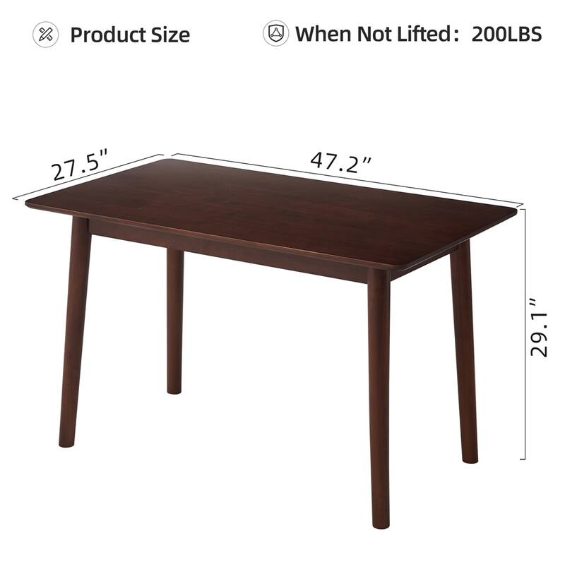 47-inch Dining Table Black Solid Wood Kitchen Table Dining Table - Natural