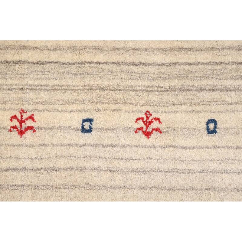 Striped Gabbeh Indian Area Rug Handmade Multi-Color Wool Carpet - 8'1"x 9'7"
