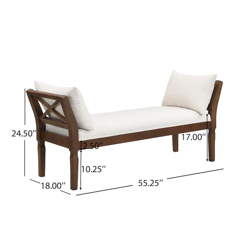 Christopher Knight Home - Ardent Solid Wood Upholstered Bench with Cushions and Arms