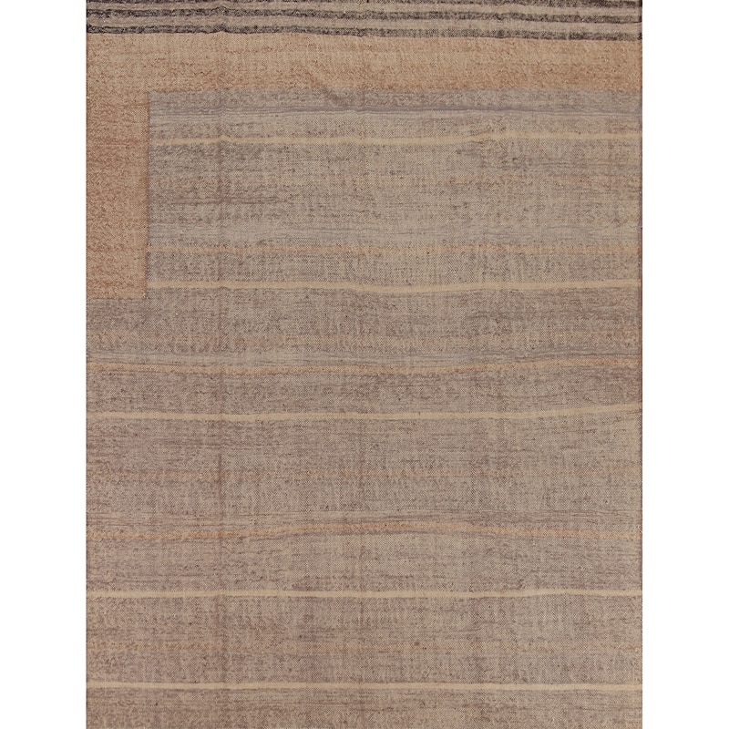 Hand Woven Oriental 100% Jute Carpet Southwestern Modern Brown Kilim Area Rug - 9' 11'' X 8' 4''