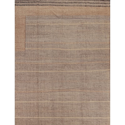 Hand Woven Oriental 100% Jute Carpet Southwestern Modern Brown Kilim Area Rug - 9' 11'' X 8' 4''