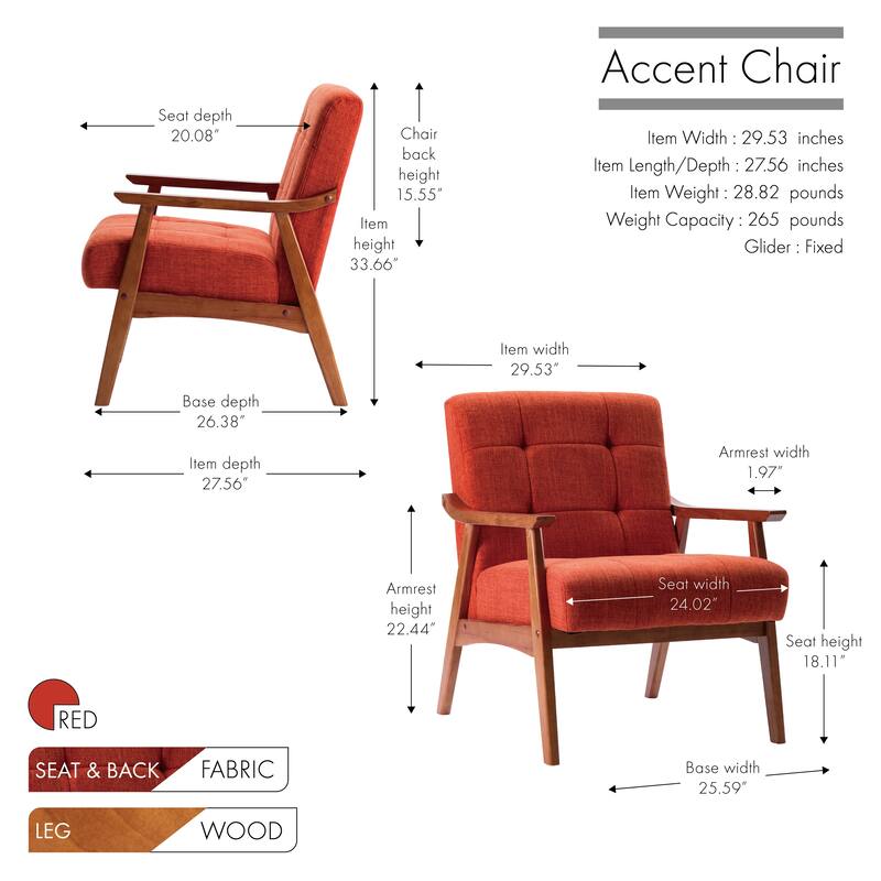 Carson Carrington Ingerod Tufted Fabric Accent Chair with Rubberwood Legs