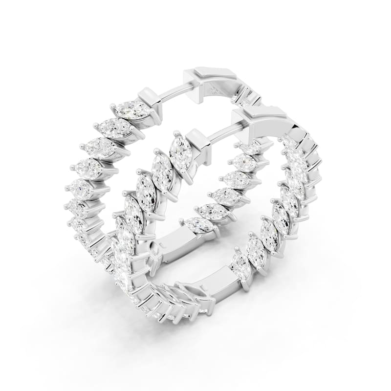 Auriya 14k Gold 5 1/2ctw Marquisel Hoop Lab Grown Diamond Earrings (F-G VS)