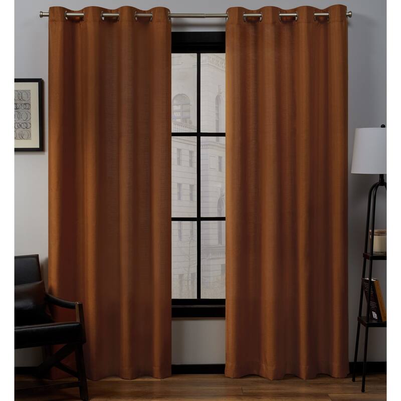 EXCLUSIVE HOME Loha Linen Grommet Top Curtain Panel Pair