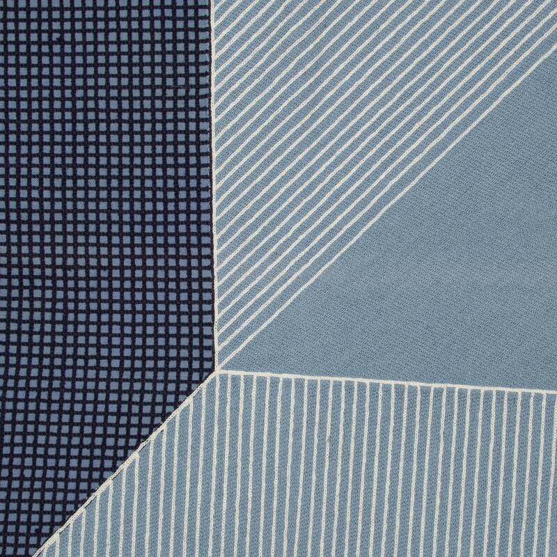 Handwoven Geometric Striped Cotton Throw Pillow - 20" - Blue and White