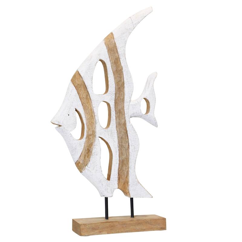 StyleCraft Nero - Wood Angel Fish On Stand - 11" x 4" x 24"