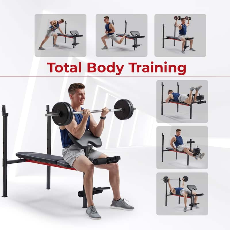 Adjustable Incline Weight Bench w Leg & Curl Combo BH623009 - Dark Gray - 66.9 x 32.3 x 44.8