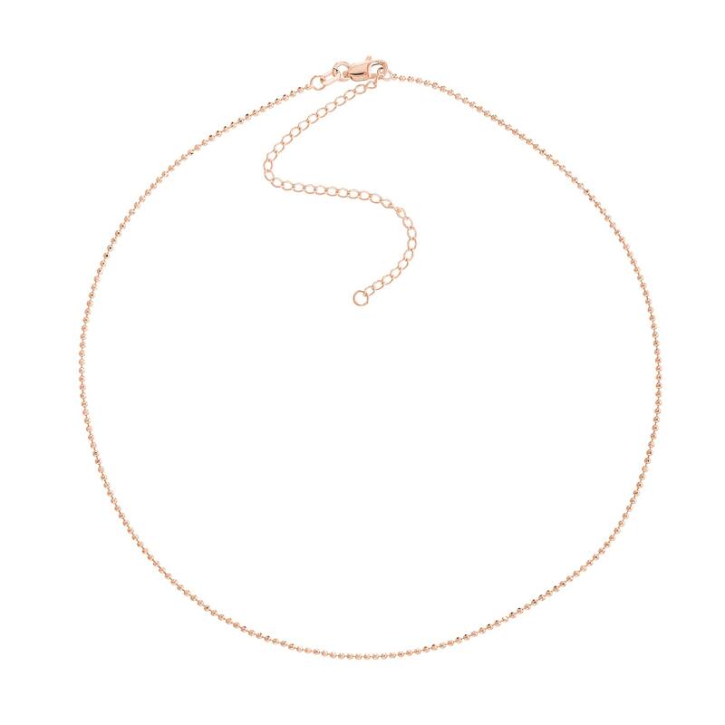 Curata 14k White, Yellow or Rose Gold 1.2mm Diamond Cut 13"- 16" Bead Choker Necklace