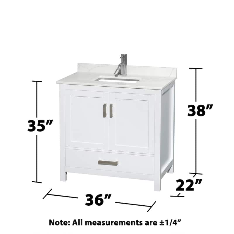 Sheffield 36-inch Single Vanity, Single Hole Quartz Top, Med Cabinet