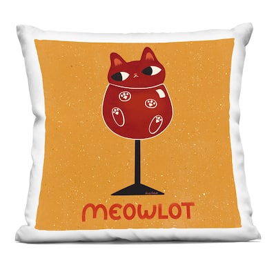 Stupell Meowlot Cat Merlot Decorative Printed Throw Pillow Design by Carrie Cantwell