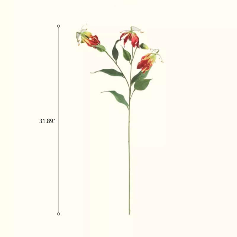 RusticReach Faux Fire Lily Stem 31.9" Tall - [C]-Five Stems