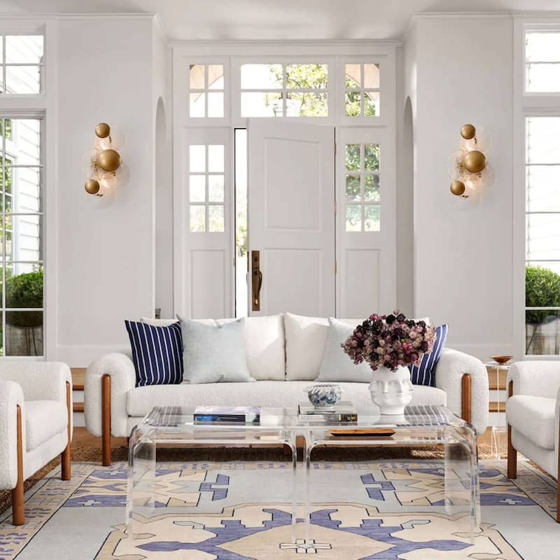 Frieda 2-Light Brushed Brass Glass Flower Wall Sconce - 9" W x 16" H x 5.5" D