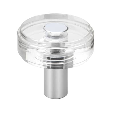 GlideRite 1-1/2 in. Round Clear Cabinet Knobs, Polished Chrome (5-Pk) - Polished Chrome