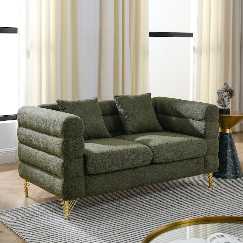 American Style 2-piece Sofa and Loveseat Set,Oversized Fabric Upholstered Sofa with 5 Pillows for Living Room Sofa-Deep Seating
