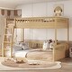 preview thumbnail 15 of 25, Full XL over Queen Bunk Bed with Ladder and Guardrails Natural