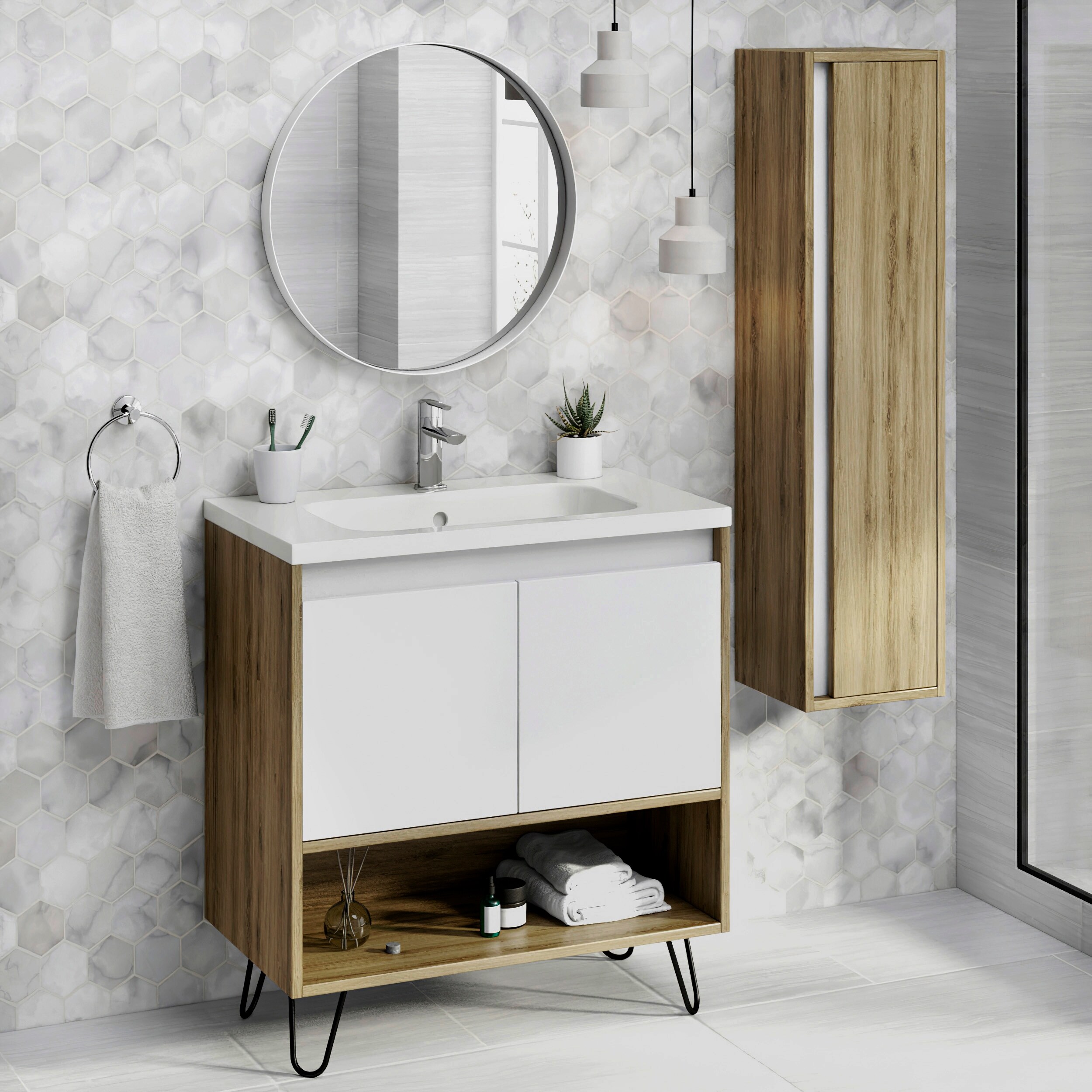 Shop 32 Bathroom Vanity Cabinet Ceramic Sink Set Manhattan W 32 X H 35 X D 18 In Wf440 Ginger On Sale Overstock 31475842