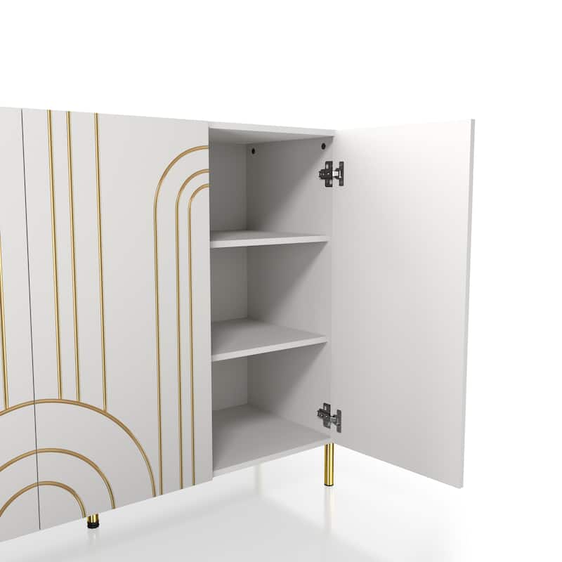 DH BASIC Modern Adjustable 4-Shelf Dining Sideboard Buffet with Storage Cabinet by Denhour