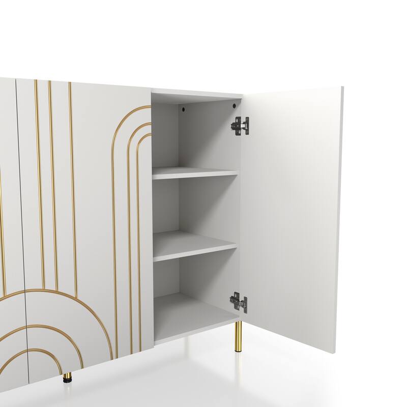 DH BASIC Modern Adjustable 4-Shelf Dining Sideboard Buffet with Storage Cabinet by Denhour