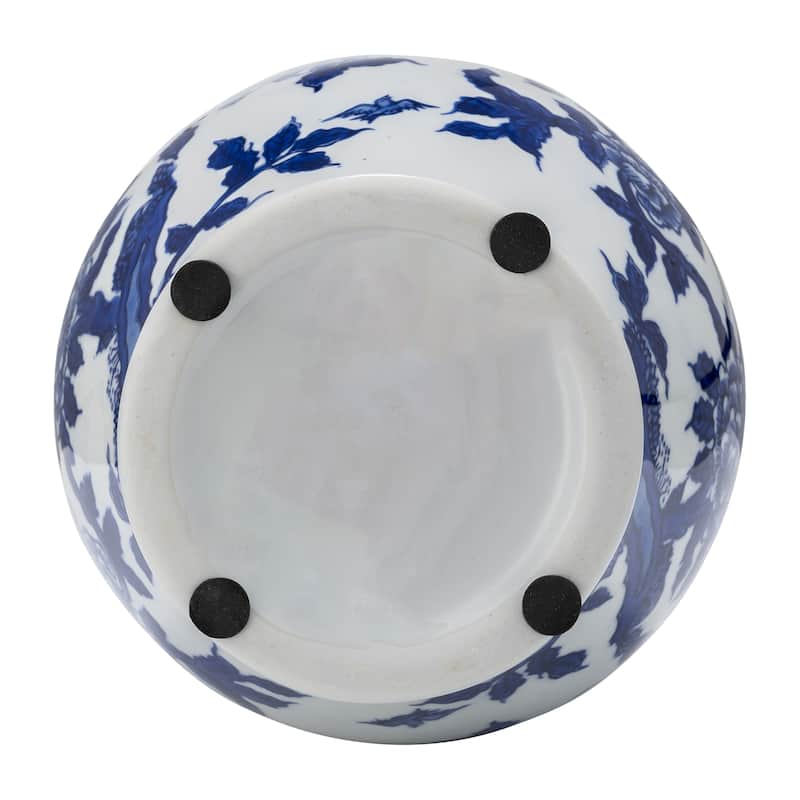 Sagebrook Home Chinoiserie Blue & White Ceramic Lidded Jar