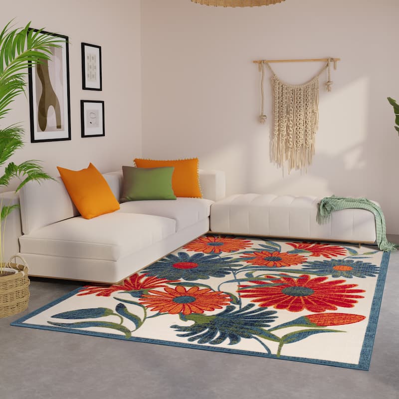 Nourison Alice Indoor/Outdoor Floral Area Rug.