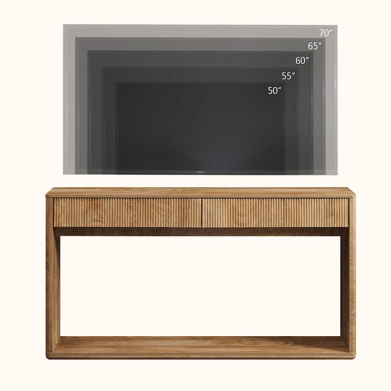 63" Modern Fluted 2 Drawers Entryway Table, Console Table, Sofa Table