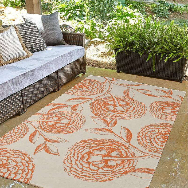 Antique Flowers Spring Chenille Indoor/Outdoor Rug