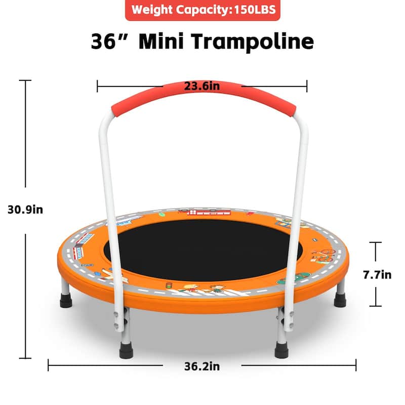 36 inch Mini Trampoline for Kids Ages 1-6 Indoor Outdoor Trampoline with Handle Fun for Kids