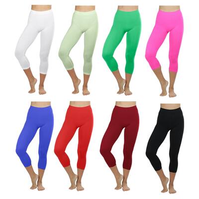 Womens UltraSoft High Waisted Yoga Capri Leggings MultiPack Smooth Stretch