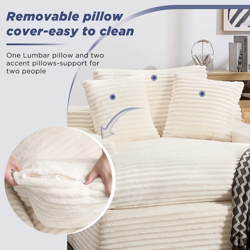 67" Upholstered Chaise Lounge Chair Sleeper Sofa Bed with Pillows, No Assembly Required