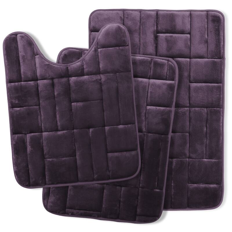 Clara Clark Ultra Soft Non Slip and Absorbent Bath Rug - Tiled Velvet Memory Foam Bath Mat