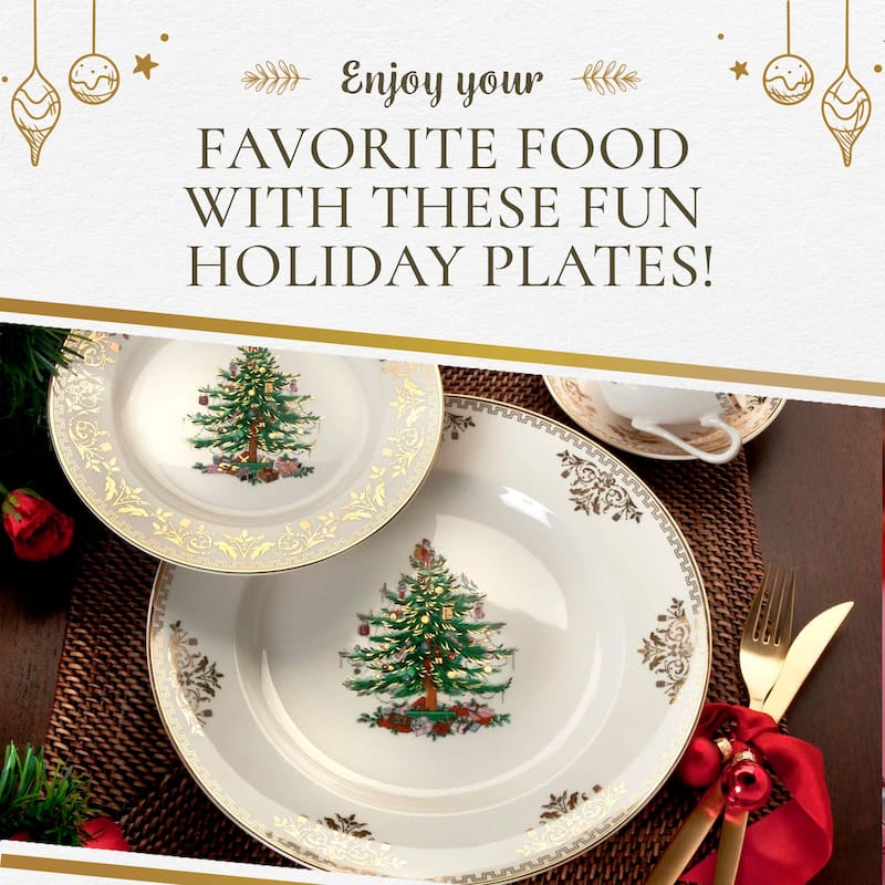 Spode Christmas Tree Gold Collection Set of 4 Salad Plates - 8-Inch