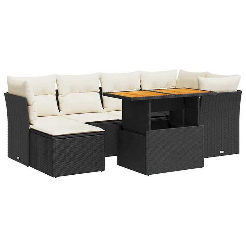 vidaXL Garden Sofa Set Black, Cream White - 21.7 x 39.4 x 28.7