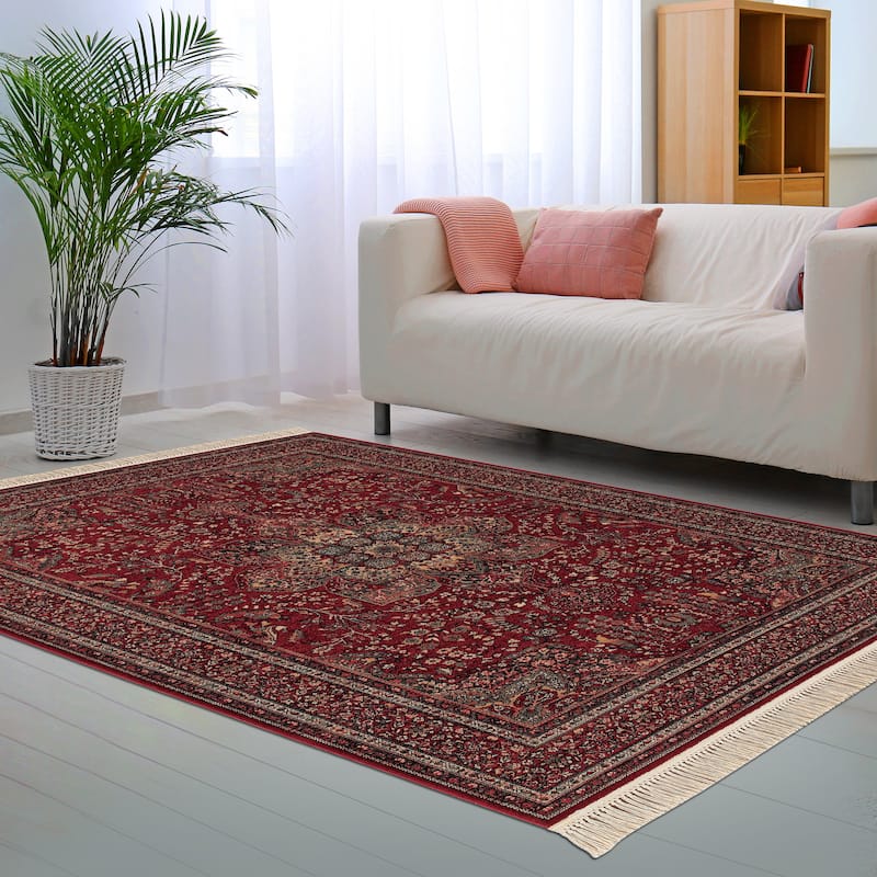 Dream Decor Rugs Spencer Medal Antique Red Oriental Wool Area Rug