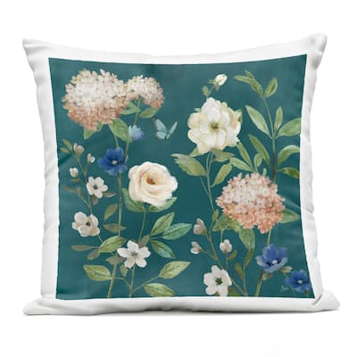 Stupell Bright Garden Blooms on Green Printed Outdoor Throw Pillow Design by Nan