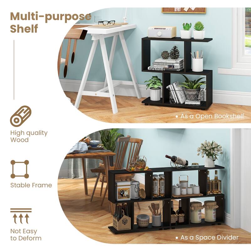 24 Inch 3-Tier Geometric Bookshelf with Thick Foot Pads - 24" x 8" x 24"