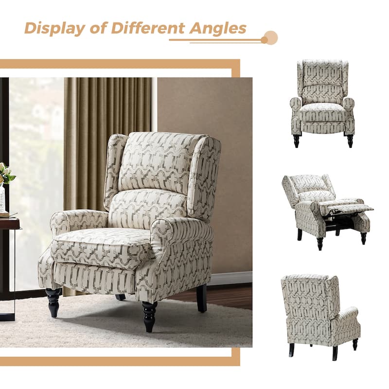 Olympus Upholstered Classic Manual Wingback Recliner with Solid Wood Legs Set of 2 by HULALA HOME