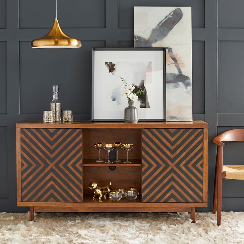 Lifestorey Mason Mid-century Modern Buffet/Sideboard - Tobacco Brown/Black