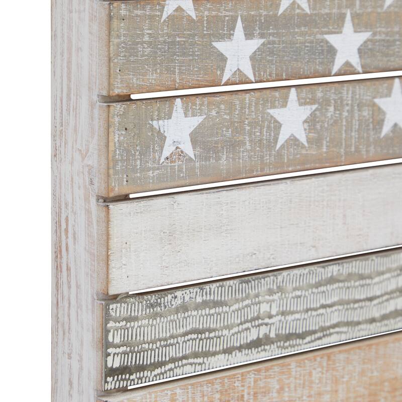 White Wood Handmade American Flag Home Wall Decor