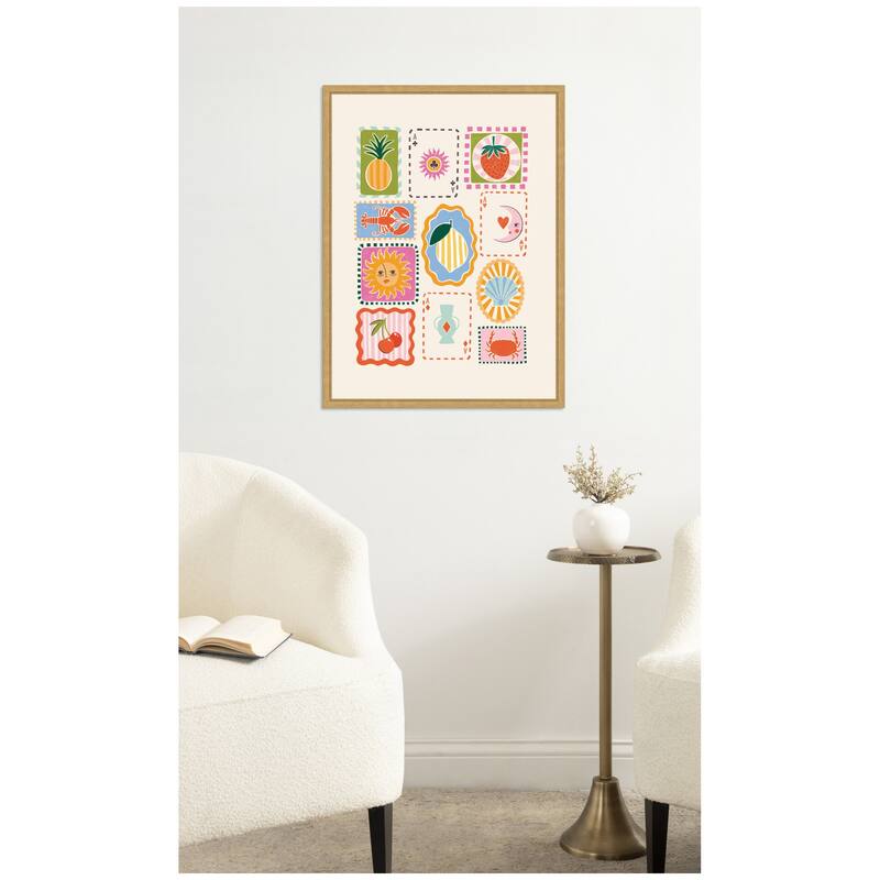 Kate and Laurel Storytelling Shores by Aislinn Simmonds Duchess Plum Framed Canvas Wall Art Print