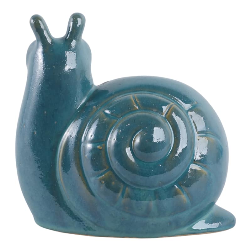 Pottery Clay Decorative Garden Statue Snail Sculpture Reactive Finish