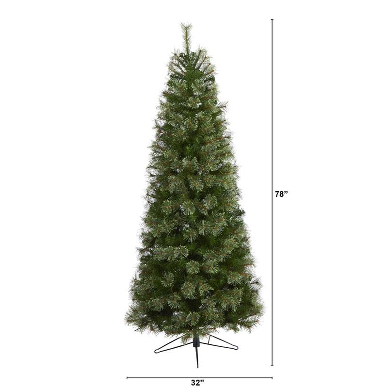 6.5ft. Cashmere Slim Artificial Christmas Tree with 660 Branches - Sleek Elegant Holiday X-Mas Glow