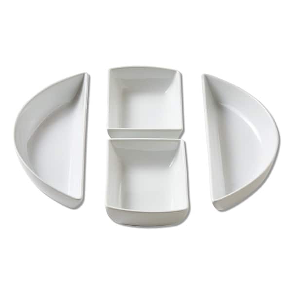 Whiteware Modular 4 Piece Porcelain Dinnerware Serving Set, 13.0L x 4 ...