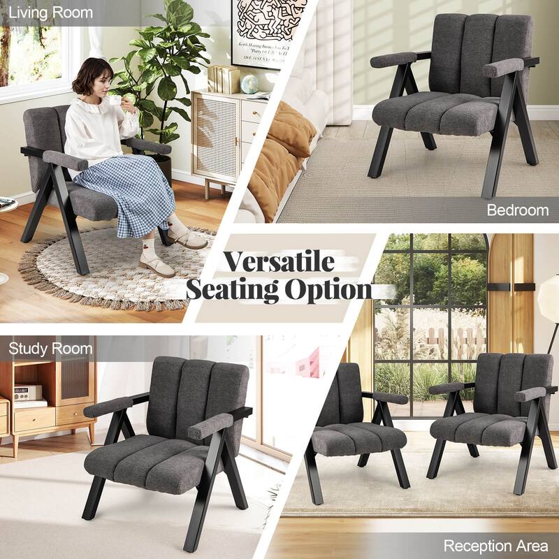 Costway 1/2 PCS Oversized Accent Chair with Metal Frame & Armrests - See Details