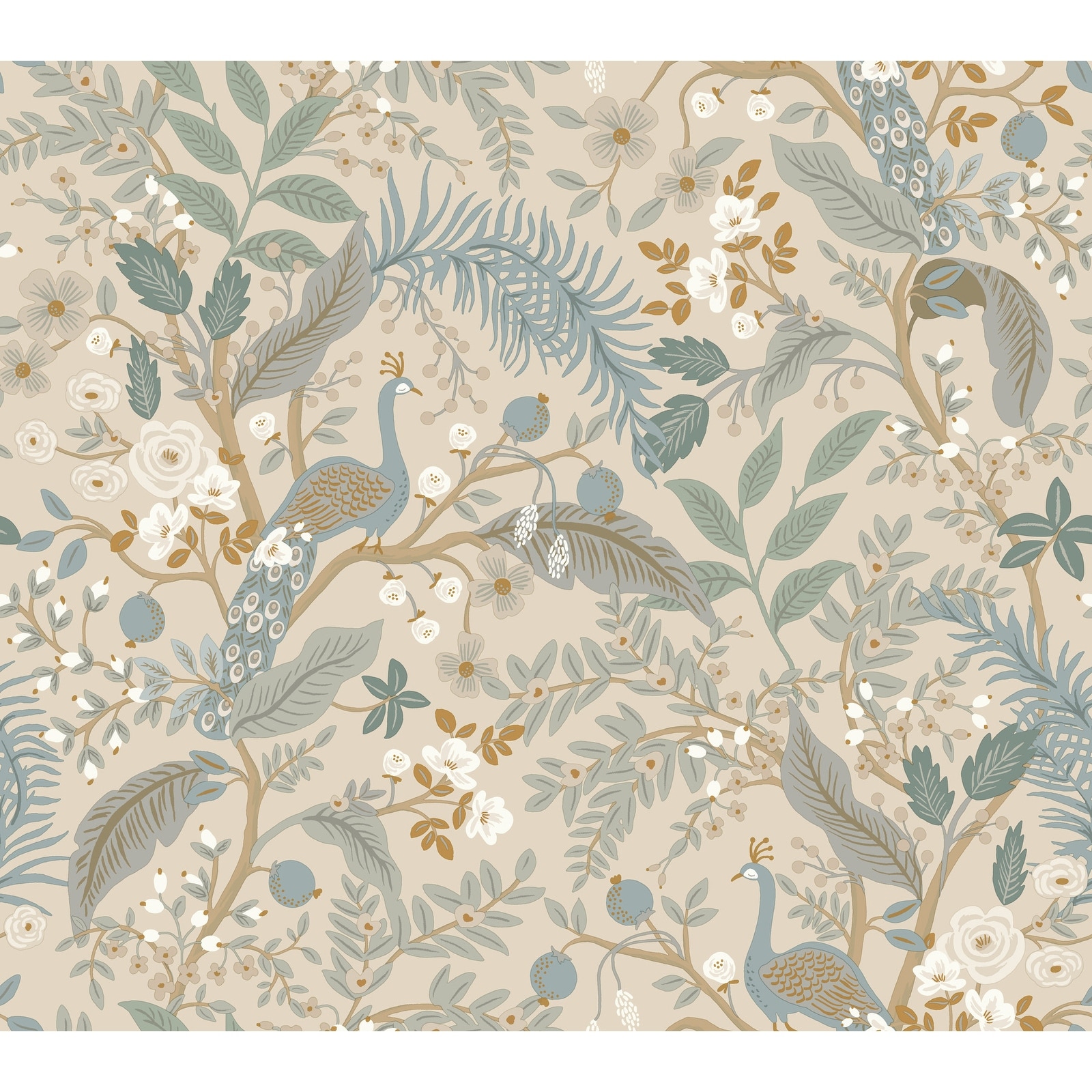 Rifle Paper Co.Peacock Garden Linen Peel and Stick Wallpaper