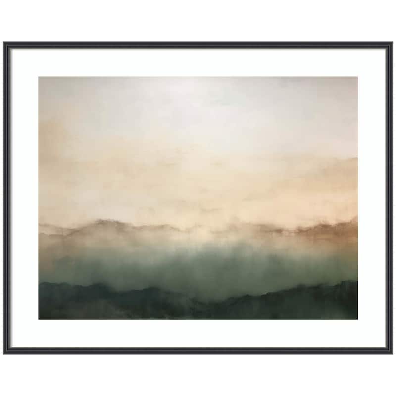 Kate and Laurel Framed Art Green Mountain Abstract I Horizontal by Amy Lighthall - 41x33 - Black