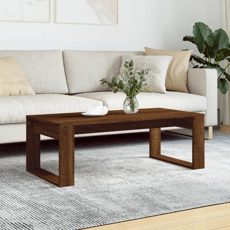 vidaXL Coffee Table White/Black/Brown Oak/Smoked Oak 40.2"x19.7"x13.8" Engineered Wood - 40.2" x 19.7" x 13.8"