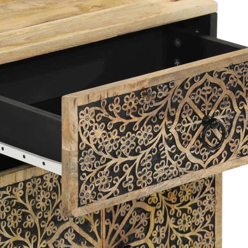 vidaXL Bedside Cabinet Natural Wood Solid Mango Wood Medium - 13.0 x 19.7 x 23.6 in